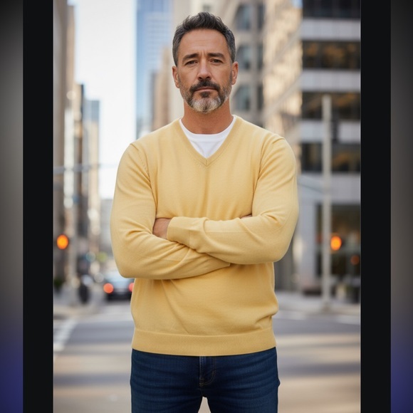 joseph & lyman Other - Vibrant Yellow V-Neck Sweater for Men 100% cashmere